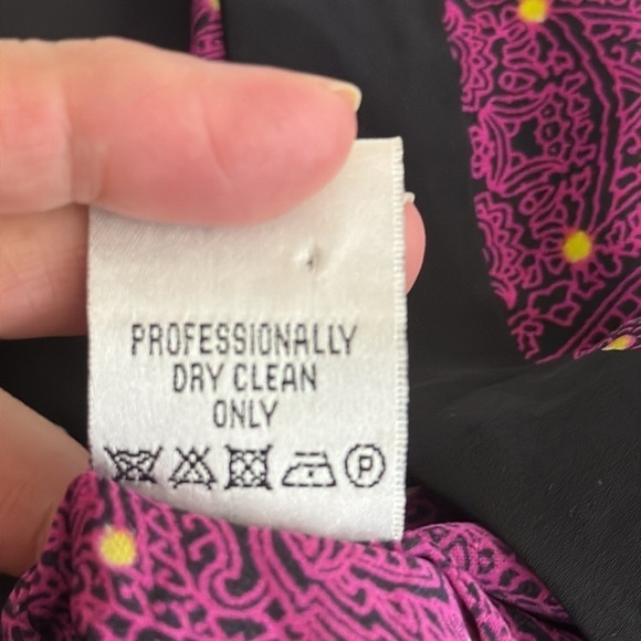 Yoana Baraschi 100% Silk Shift Dress Women's 4 Fuchsia Black Paisley EUC - Picture 8 of 10
